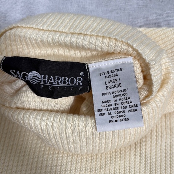 Sag Harbor Cream Sleeveless Turtleneck, Size Large - Picture 7 of 11